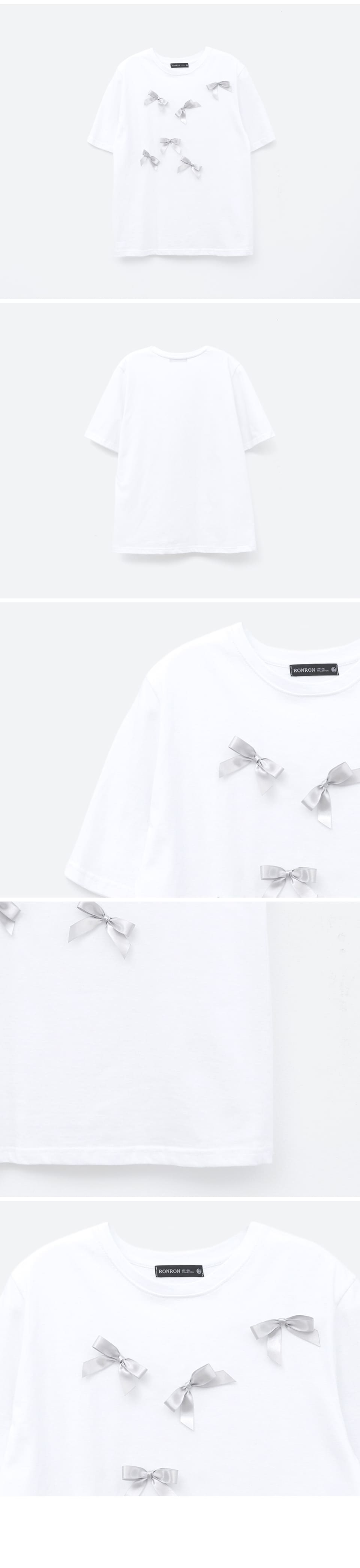 MUSINSA | RONRON REAL RIBBON BOW T SHIRT WHITE