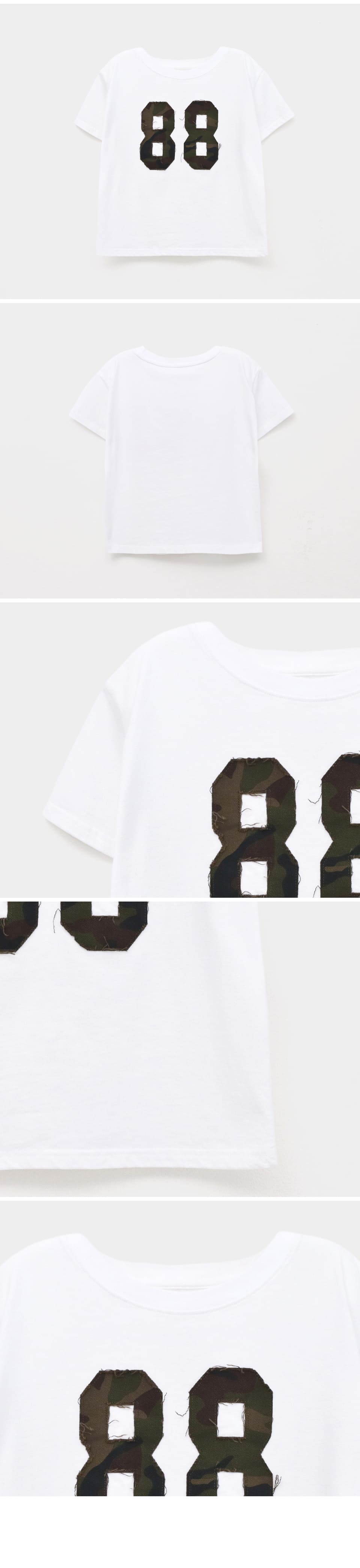 Tシャツ・カットソー RONRON CAMOUFLAGE APPLIQUE 88 CROP T SHIRTS BLACK RR23BST202 CAMOUFLAGE APPLIQUE 88 CROP T SHIRTS WHITE - RONRON 론론