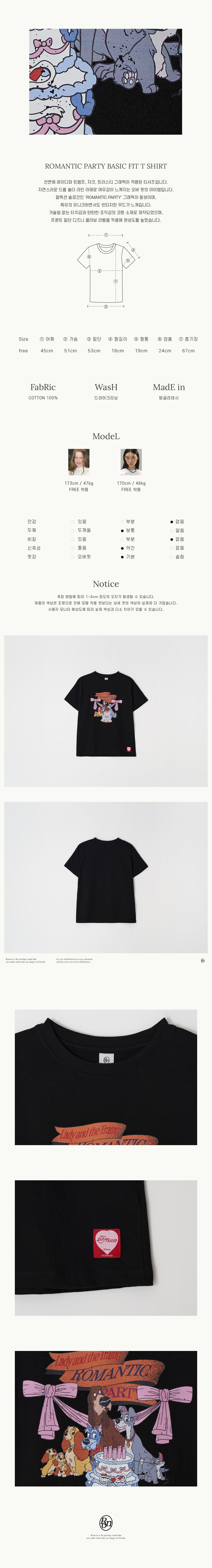 ROMANTIC PARTY BASIC FIT T SHIRT BLACK - RONRON 론론