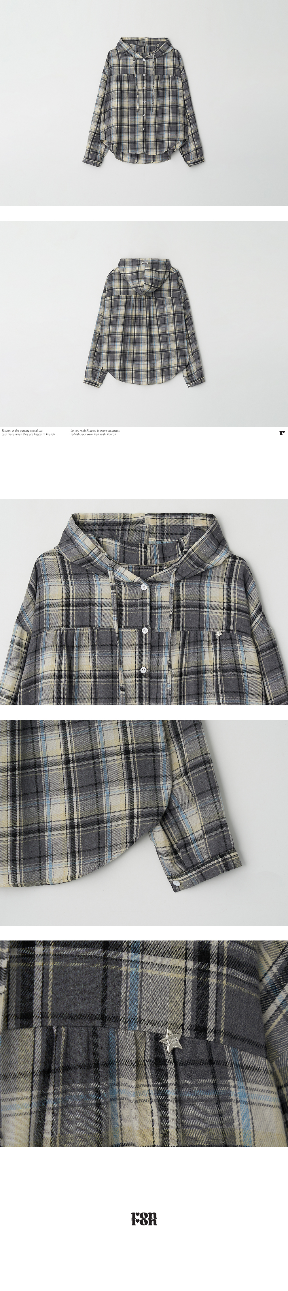 Chock String CHECK STRING BLOUSE GREY - RONRON 론론
