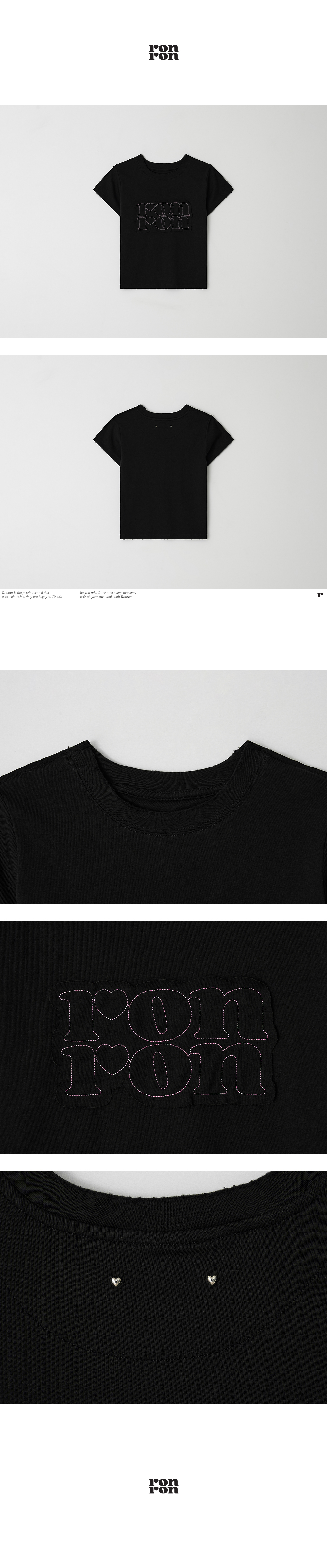 ★2025SS新作★RONRON★VINTAGE APPLIQUE LOGO T SHIRT MUSINSA | RONRON VINTAGE APPLIQUE LOGO T SHIRT BLACK