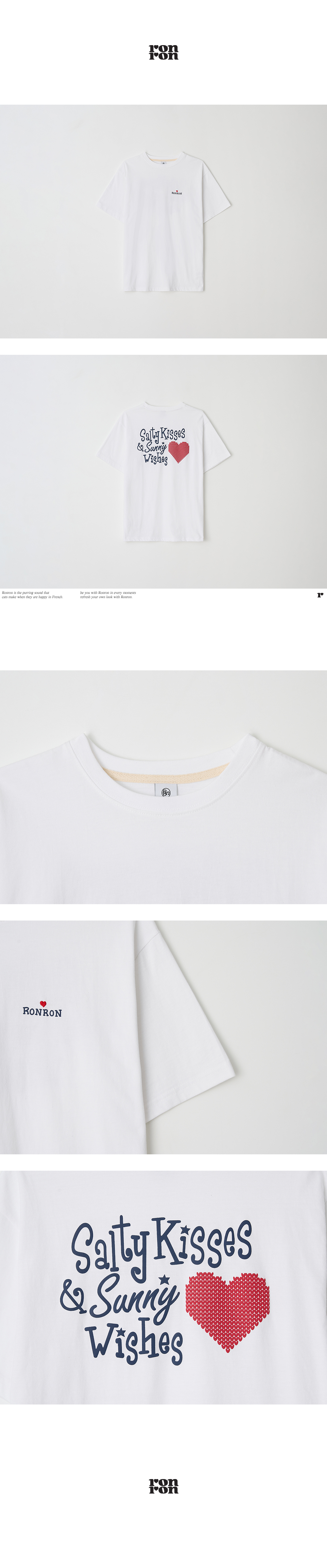 Tシャツ・カットソー RONRON SALTY KISSES OVER FIT T SHIRT 5BKK031 SALTY KISSES OVER FIT T SHIRT WHITE - RONRON 론론