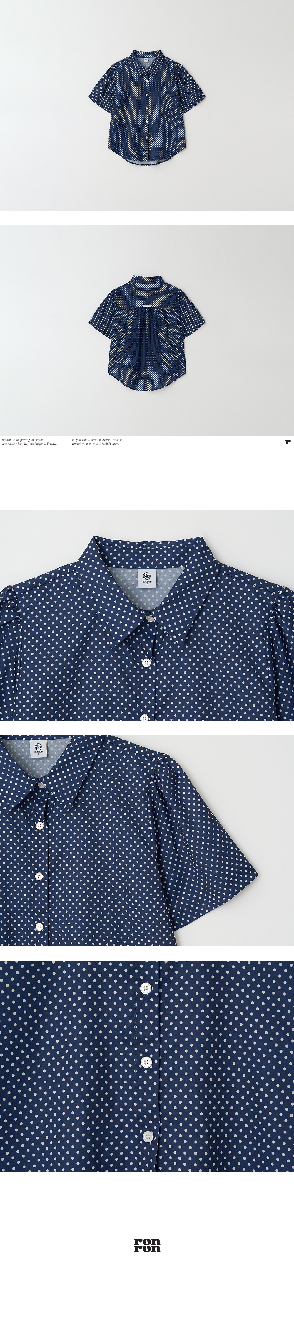 【RonRon】 POLKA DOT SHORT SLEEVE SHIRT POLKA DOT SHORT SLEEVE SHIRT NAVY - RONRON 론론