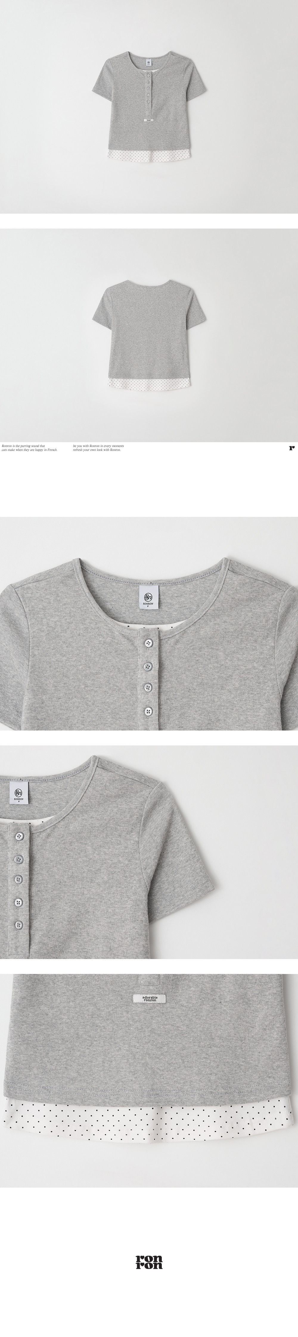 ★RONRON★ BUTTON LAYERED CROP HALF T SHIRT BUTTON LAYERED CROP HALF T SHIRT BLACK STAR - RONRON 론론