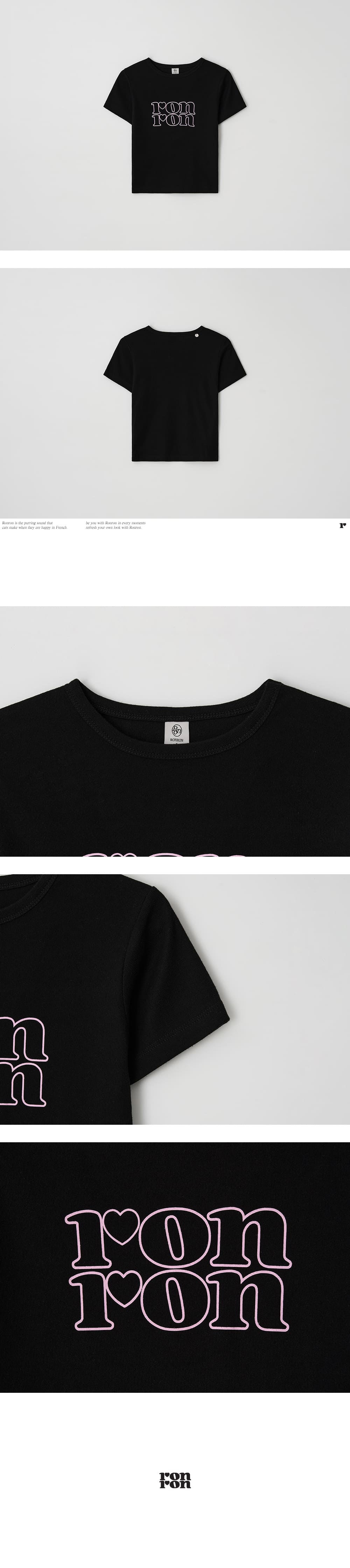 MUSINSA | RONRON LINE LOGO SLIM CROP T SHIRT BLACK