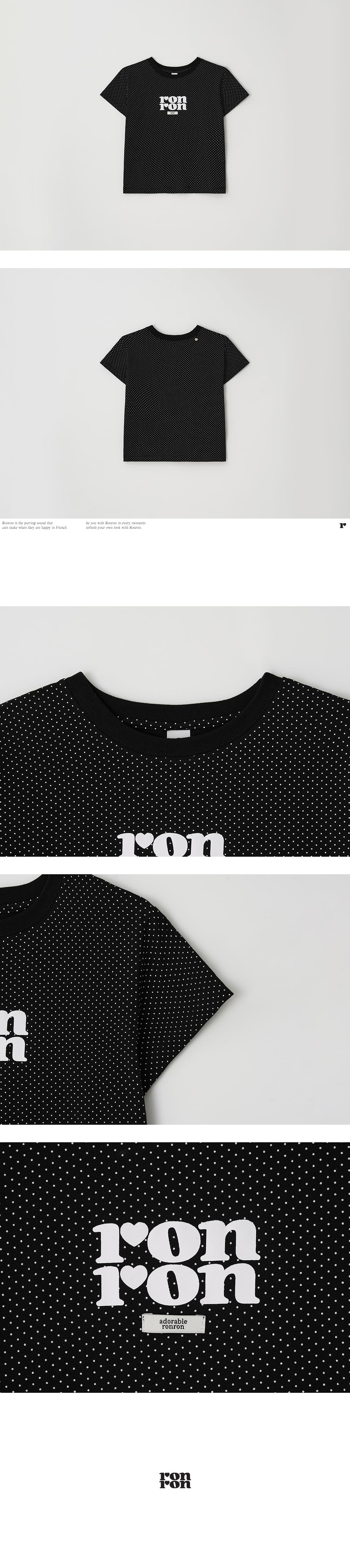 【RONRON】LABEL LOGO CROP T SHIRT LABEL LOGO CROP T SHIRT BLACK DOT - RONRON 론론