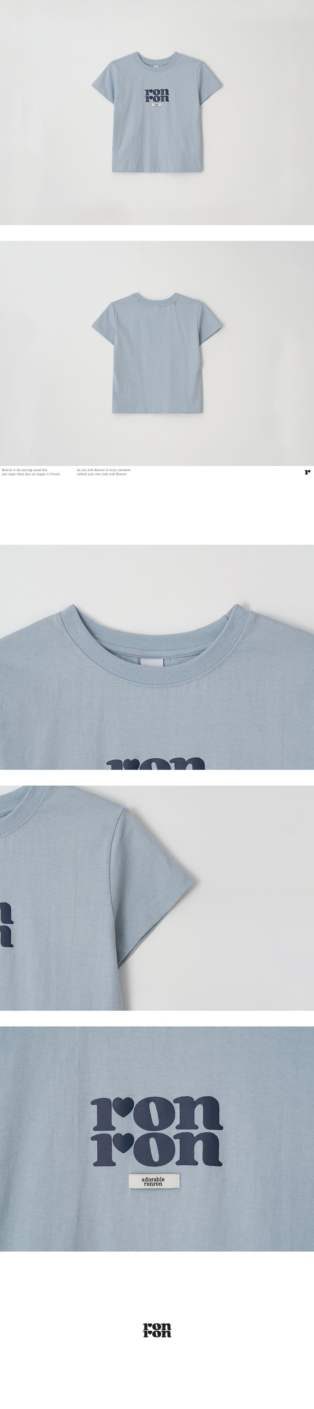 【RONRON】LABEL LOGO CROP T SHIRT LABEL LOGO CROP T SHIRT SOFT BLUE - RONRON 론론