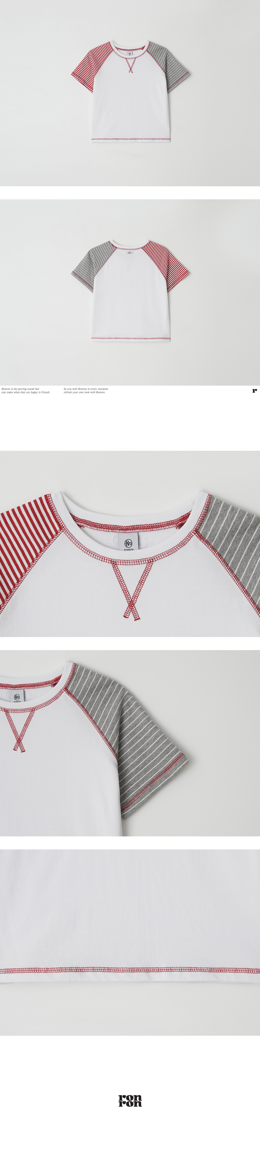 ストライプ【RONRON】MULTI STRIPE STITCH RAGLAN T SHIRT MULTI STRIPE STITCH RAGLAN T SHIRT WHITE - RONRON 론론