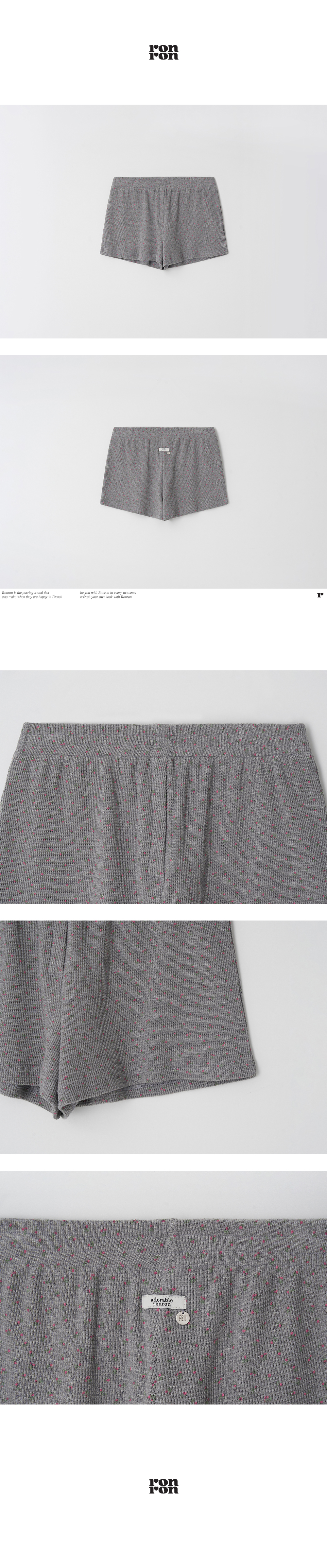 WALFFLE FLORAL SHORT PANTS GREY - RONRON 론론