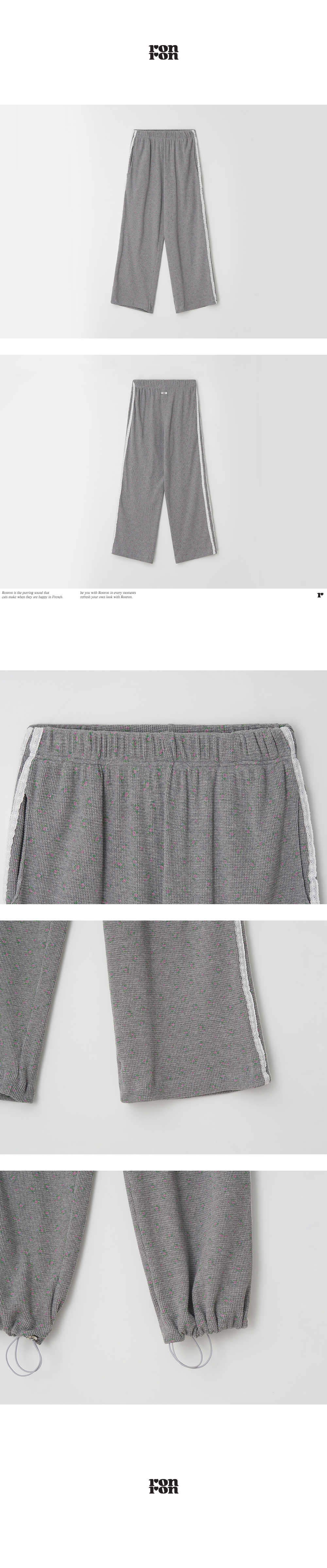 【RONRON】25SS/人気/送料関税込★WALFFLE FLORAL TRACK PANTS★ MUSINSA | RONRON WALFFLE FLORAL TRACK PANTS GREY