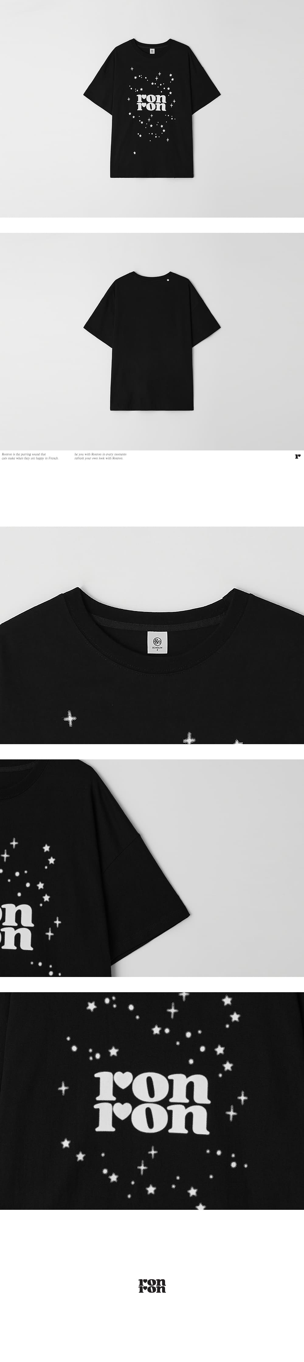 Tシャツ・カットソー RONRON MILK WAY BOX FIT T SHIRT BLACK RR25BST4290BK MILKY WAY BOX FIT T SHIRT BLACK - RONRON 론론