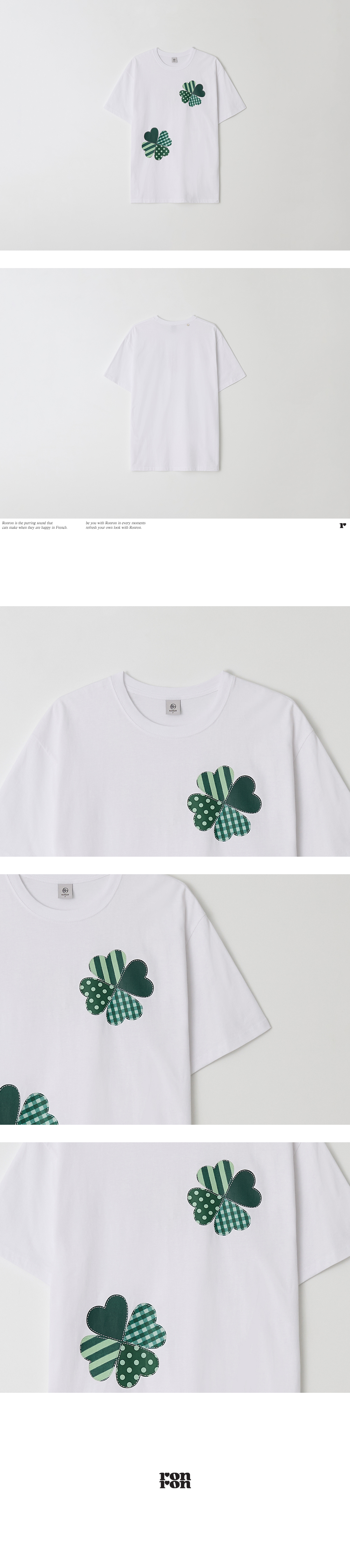 MUSINSA | RONRON DOUBLE CLOVER PATCH T SHIRT WHITE