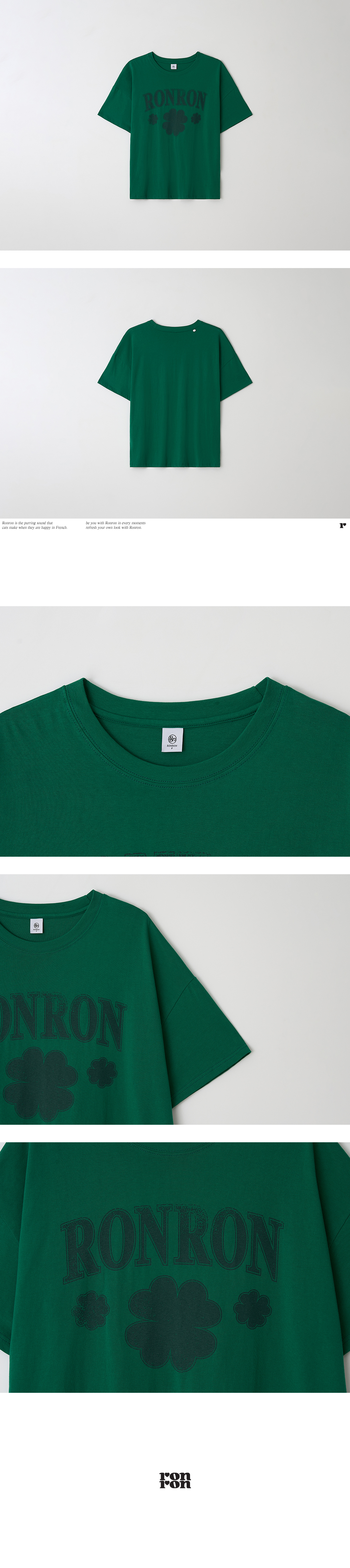 Tシャツ・カットソー RONRON CLOVER LOGO OVER T SHIRT GREEN RR25BST4300GN CLOVER LOGO OVER T SHIRT GREEN - RONRON 론론