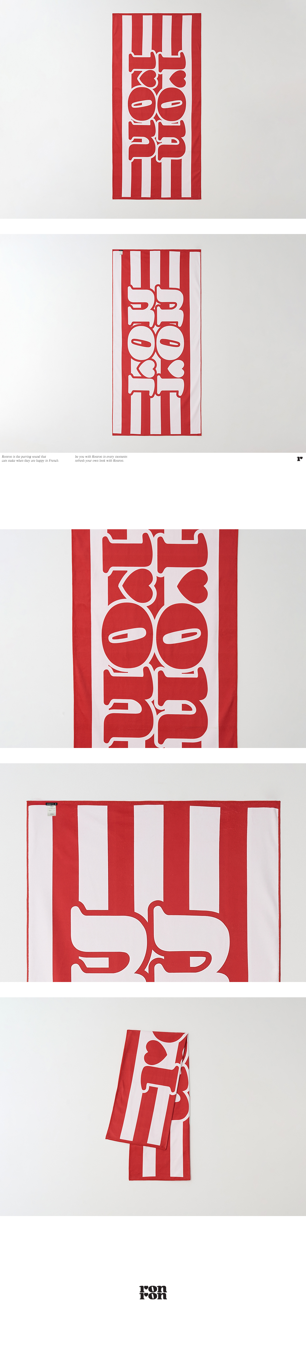 ビッグサイズ★新作【RONRON】LOGO BEACH TOWEL★レッド 6/27 순차배송] LOGO BEACH TOWEL WHITE RED - RONRON 론론