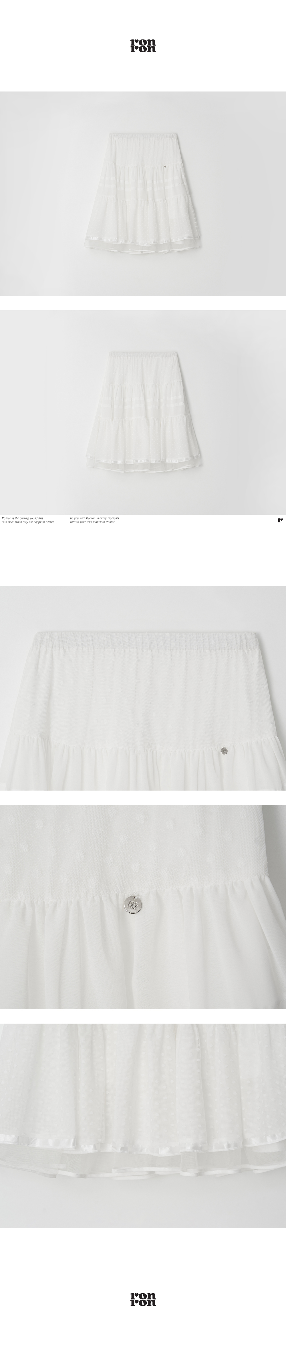 SHEER DOT TIERED SKIRT WHITE - RONRON 론론