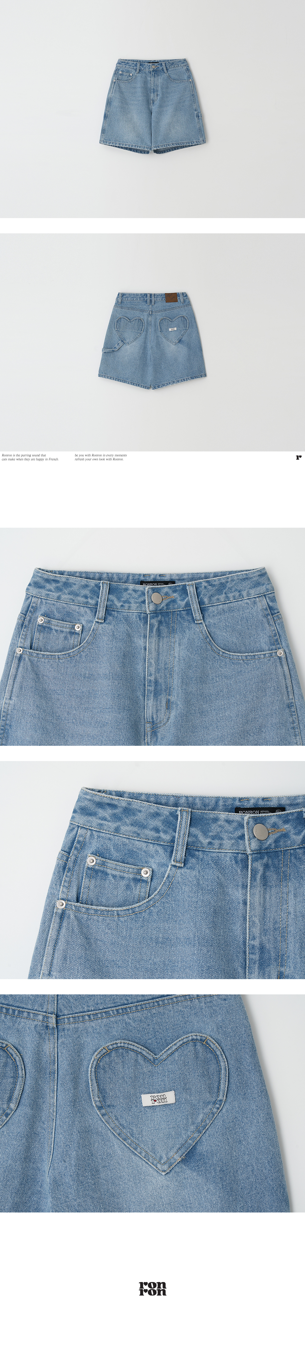 【RONRON】送料税込★HEART POCKET CARPENTER SHORT DENIM PANTS HEART POCKET CARPENTER SHORT DENIM PANTS BLACK - RONRON 론론