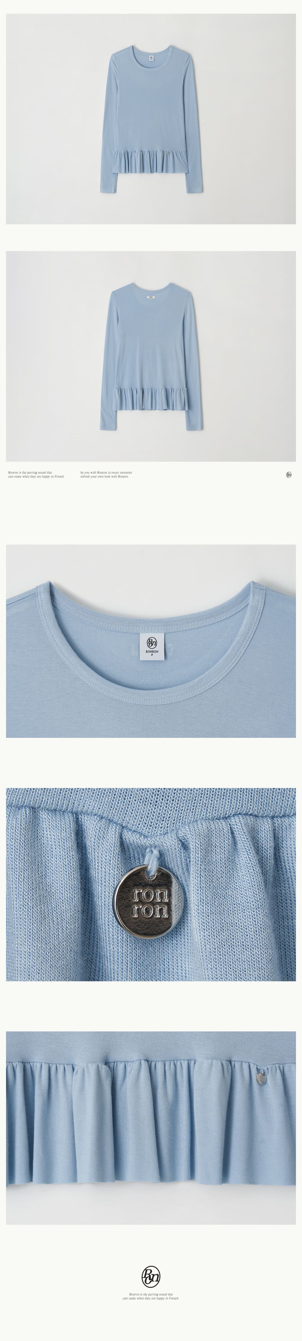 PENDANT RUFFLE LAYERED SLIM LONG SLEEVE (6color) - RONRON 론론