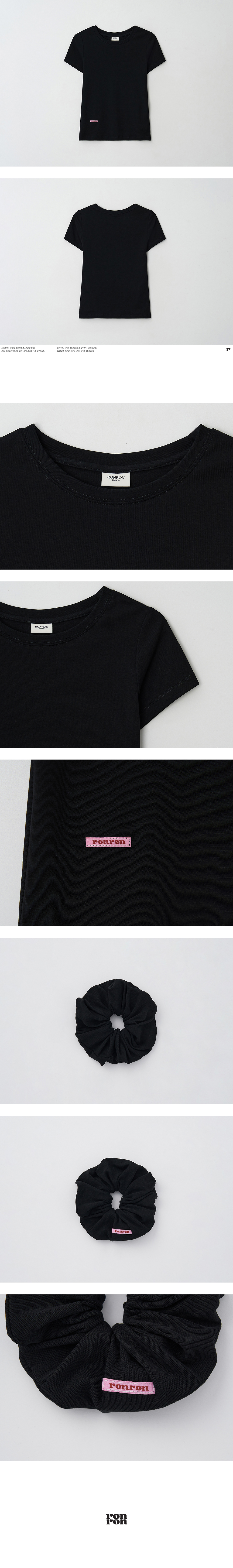SCRUNCHIE SET SLIM FIT T SHIRT - 3 COLORS BLACK