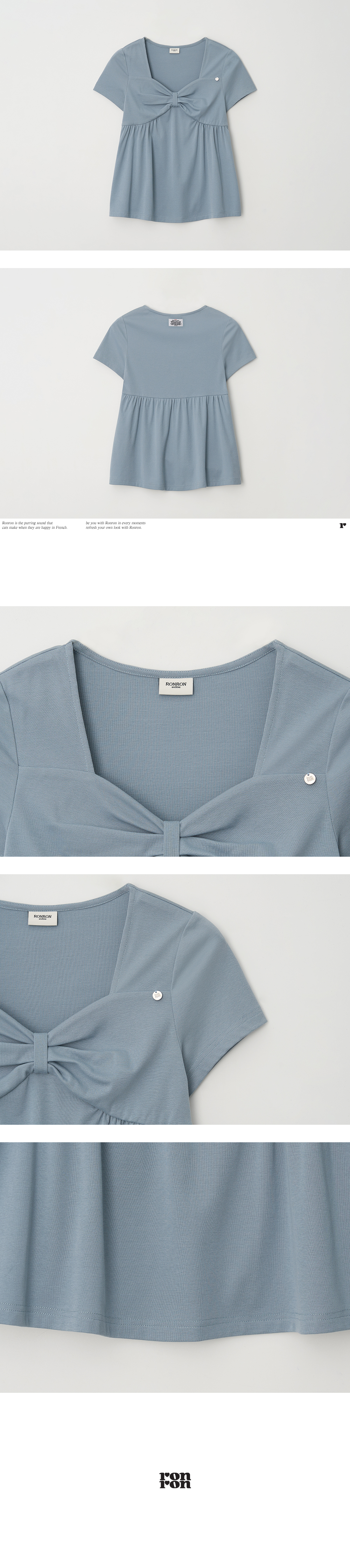 KNOT RIBBON A LINE T SHIRT - 3 COLORS BLUE