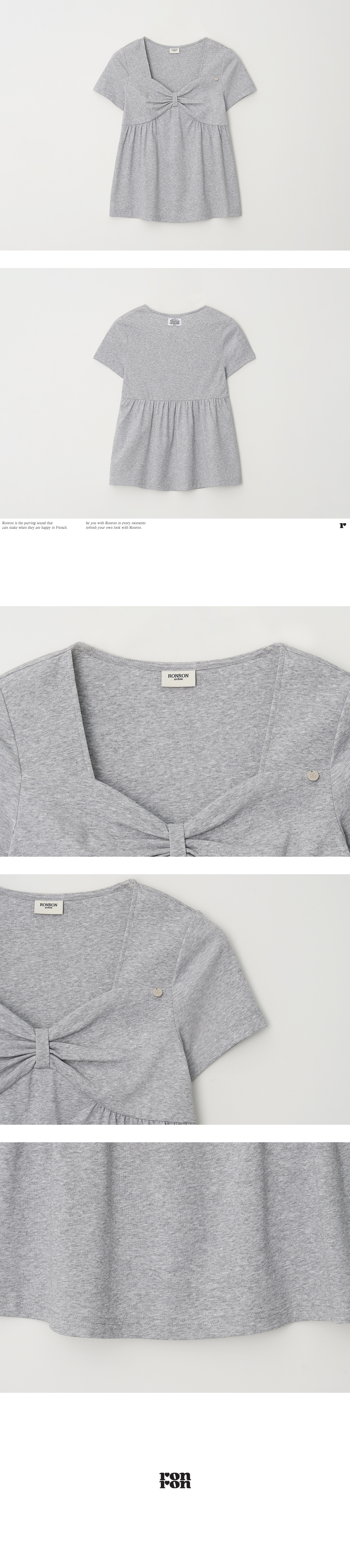 KNOT RIBBON A LINE T SHIRT - 3 COLORS GREY