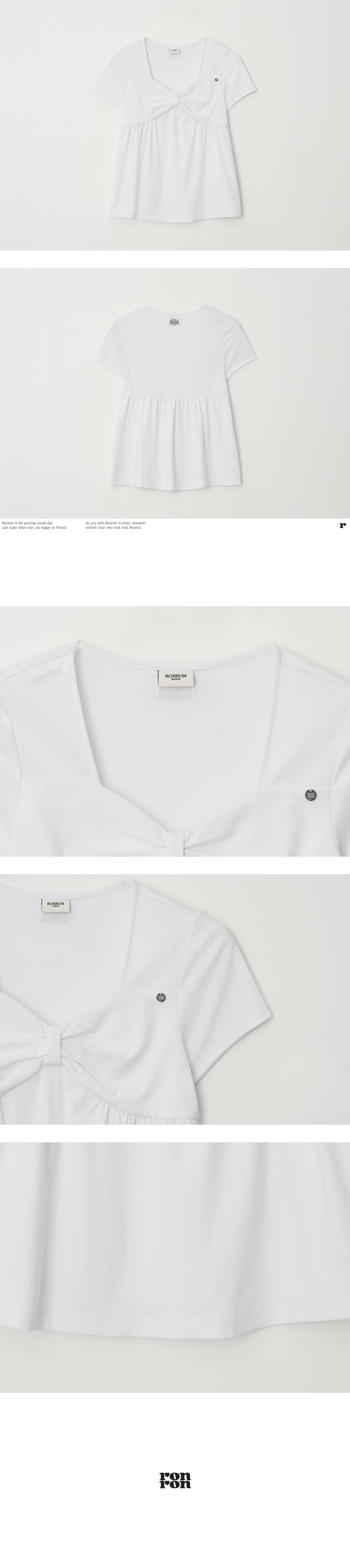 KNOT RIBBON A LINE T SHIRT - 3 COLORS WHITE