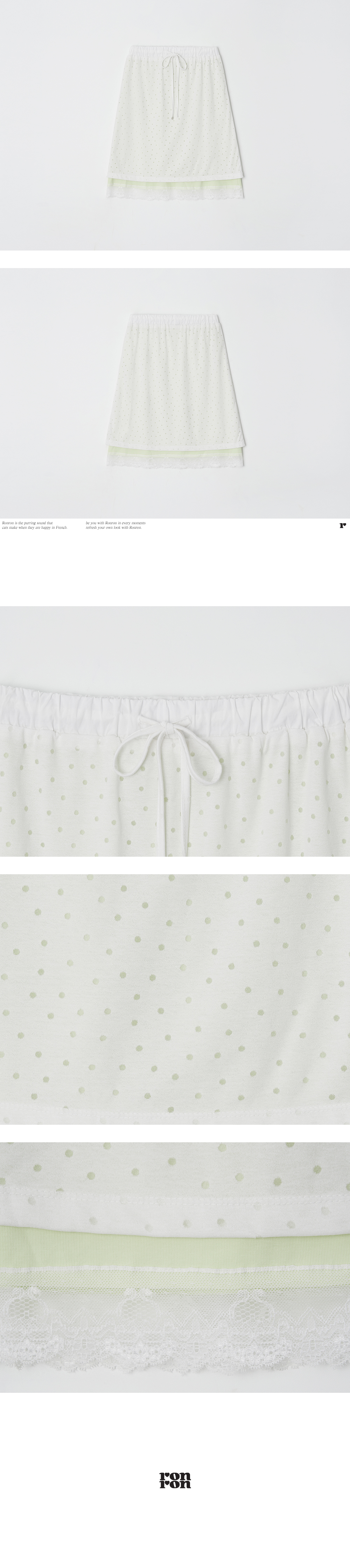 DOT LAYERED LACE HEM SKIRT - 3 COLORS WHITE