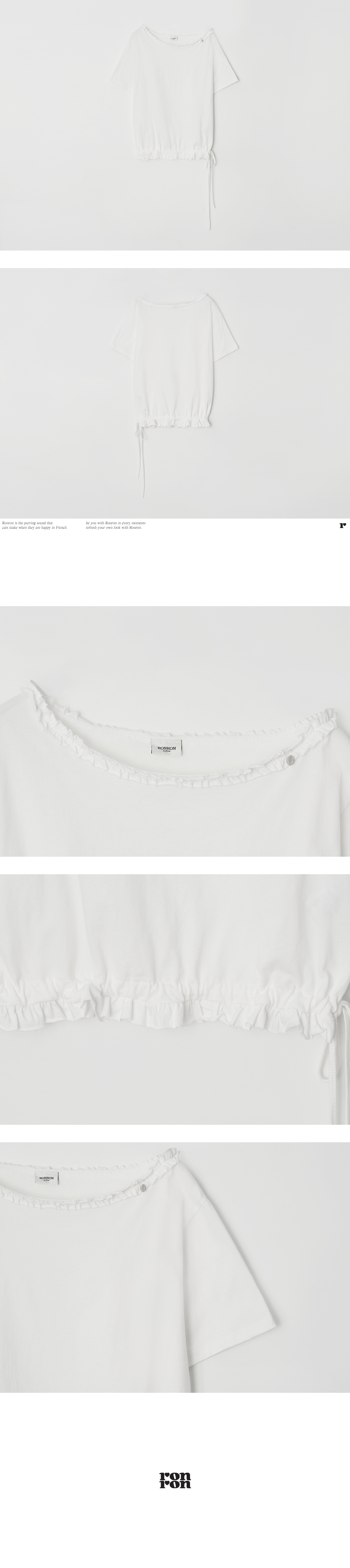 FRILL OFF SHOULDER STRING T SHIRT - 2 COLORS WHITE