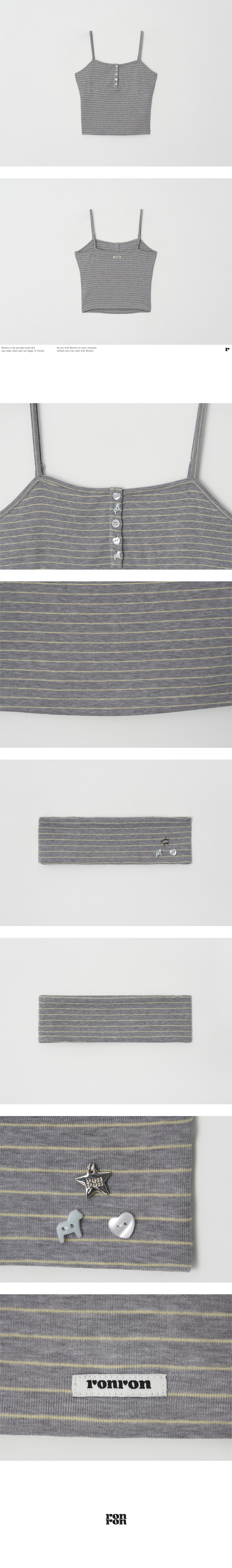 PONY BUTTON STRIPE SLEEVELESS - 3 COLORS GREY