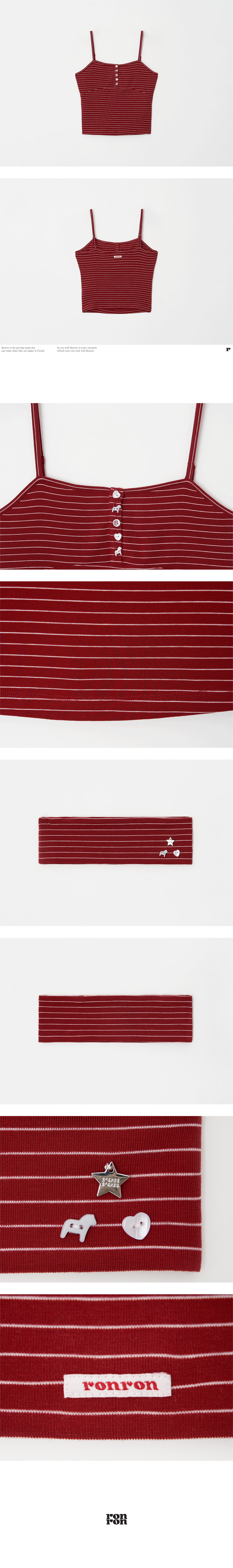 PONY BUTTON STRIPE SLEEVELESS - 3 COLORS RED