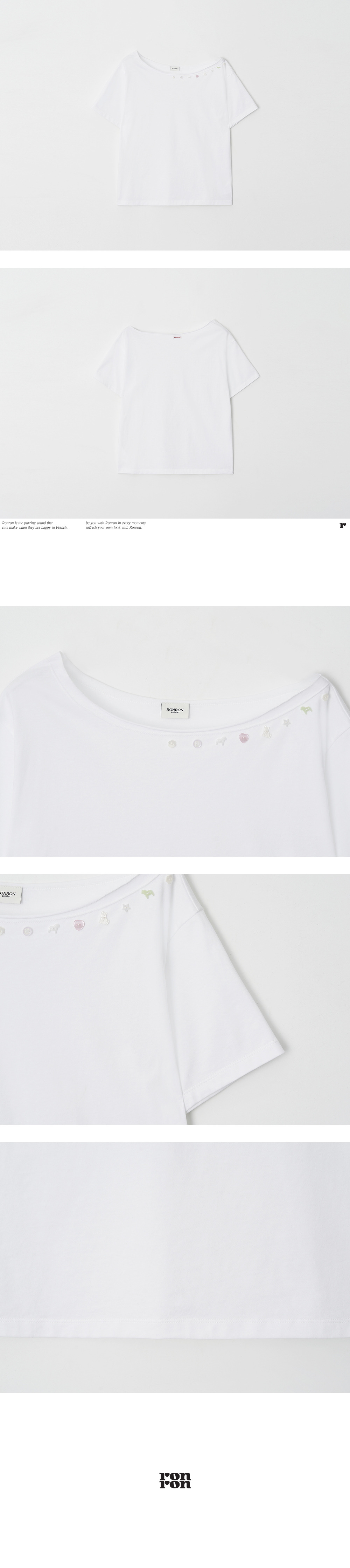 PONY BUTTON OFF SHOULDER T SHIRT - 2 COLORS WHITE