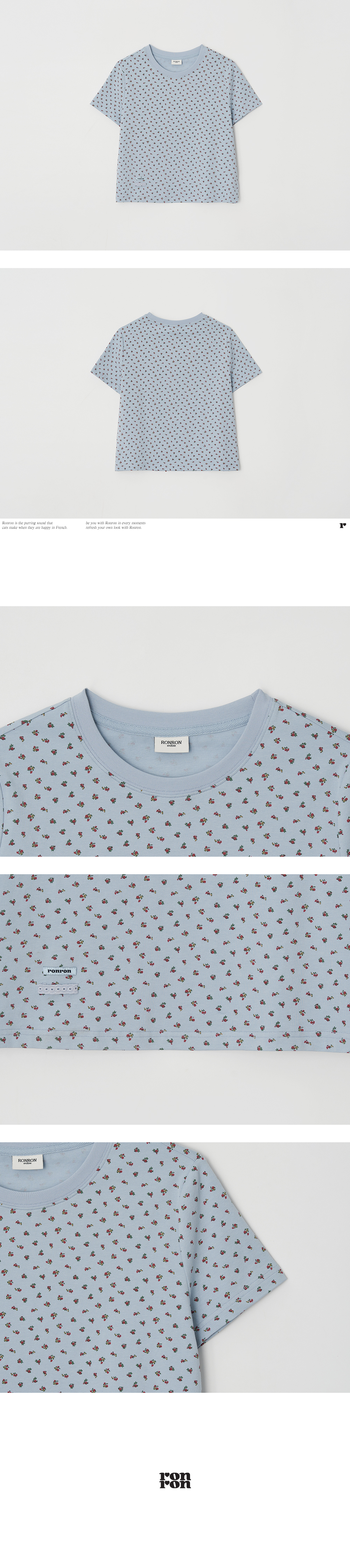 FLORAL MINI LABEL CROP SHORT SLEEVE - 2 COLORS BLUE
