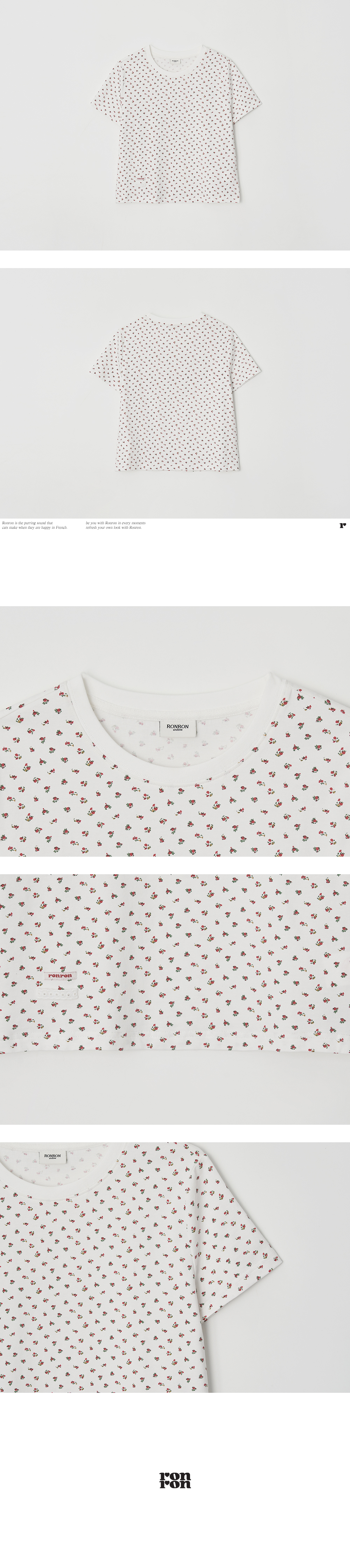 FLORAL MINI LABEL CROP SHORT SLEEVE - 2 COLORS WHITE