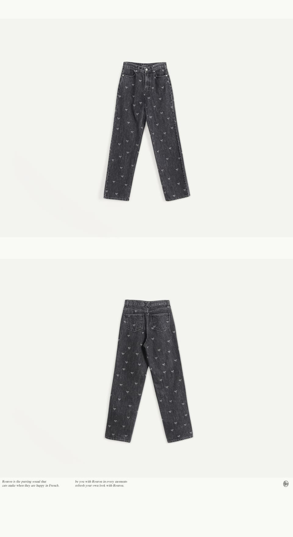 MUSINSA | RONRON RIBBON PRINTED DENIM PANTS BLACK MUSINSA | RONRON RIBBON PRINTED DENIM PANTS BLACK